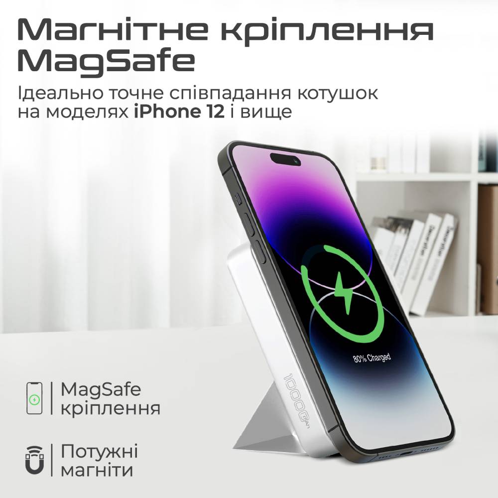 Powerbank PROMATE 10000mAh (powermag-trio.white) Емкость 10000