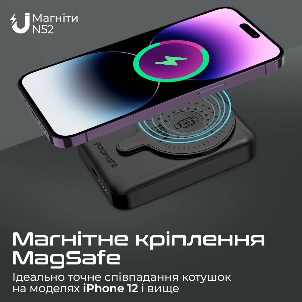 Powerbank PROMATE 10000mAh (powermag-duo.black) Тип аккумулятора Li-Pol