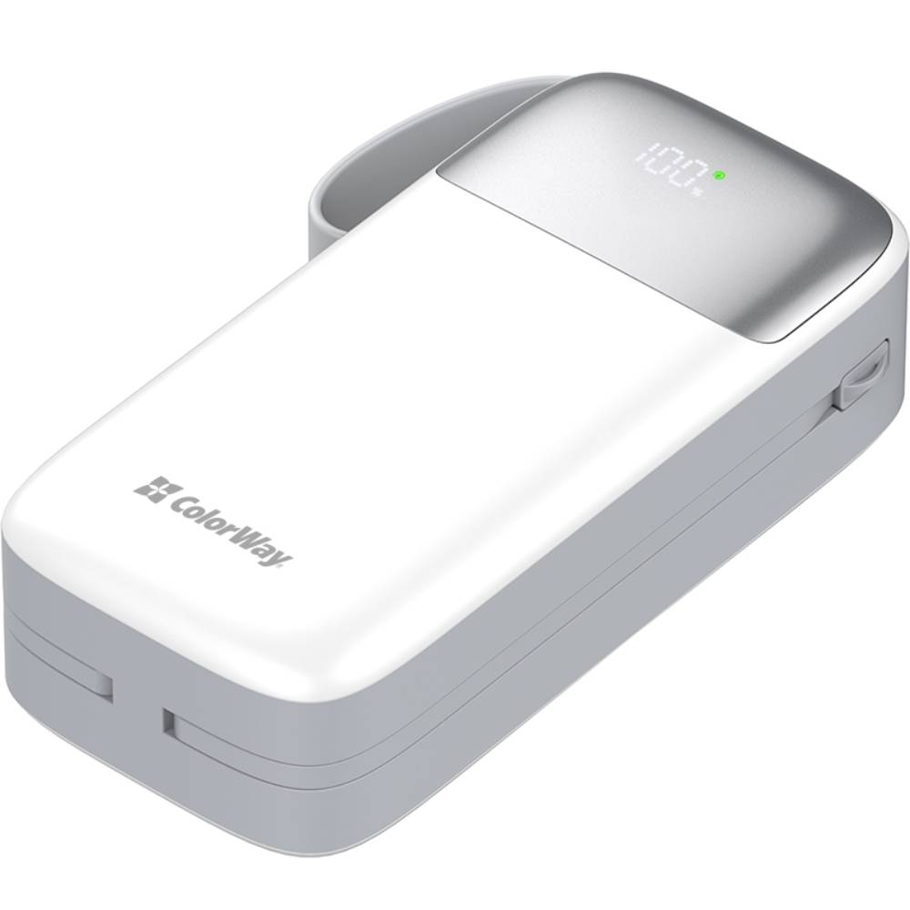 Зовнішній вигляд Powerbank COLORWAY 30000 mAh Powerful White (CW-PB300LPA4WT-PDD)