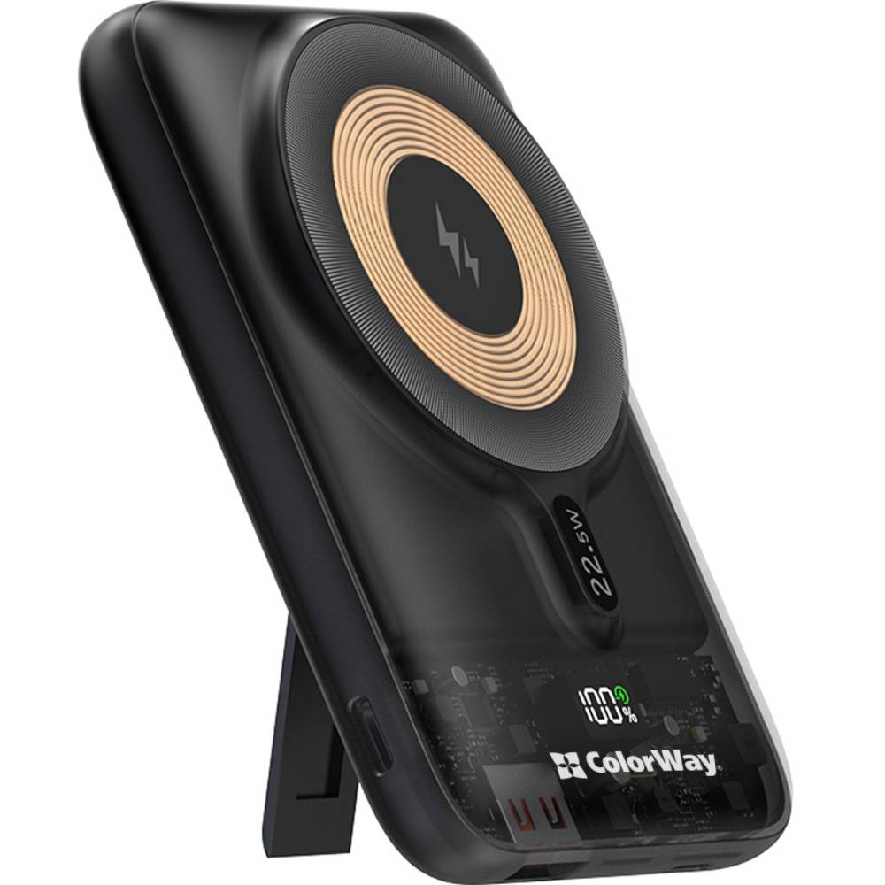 Powerbank COLORWAY 10000 mAh 15W MagSafe Black (CW-PB100LPA3BK-WPDD) Ємність 10000