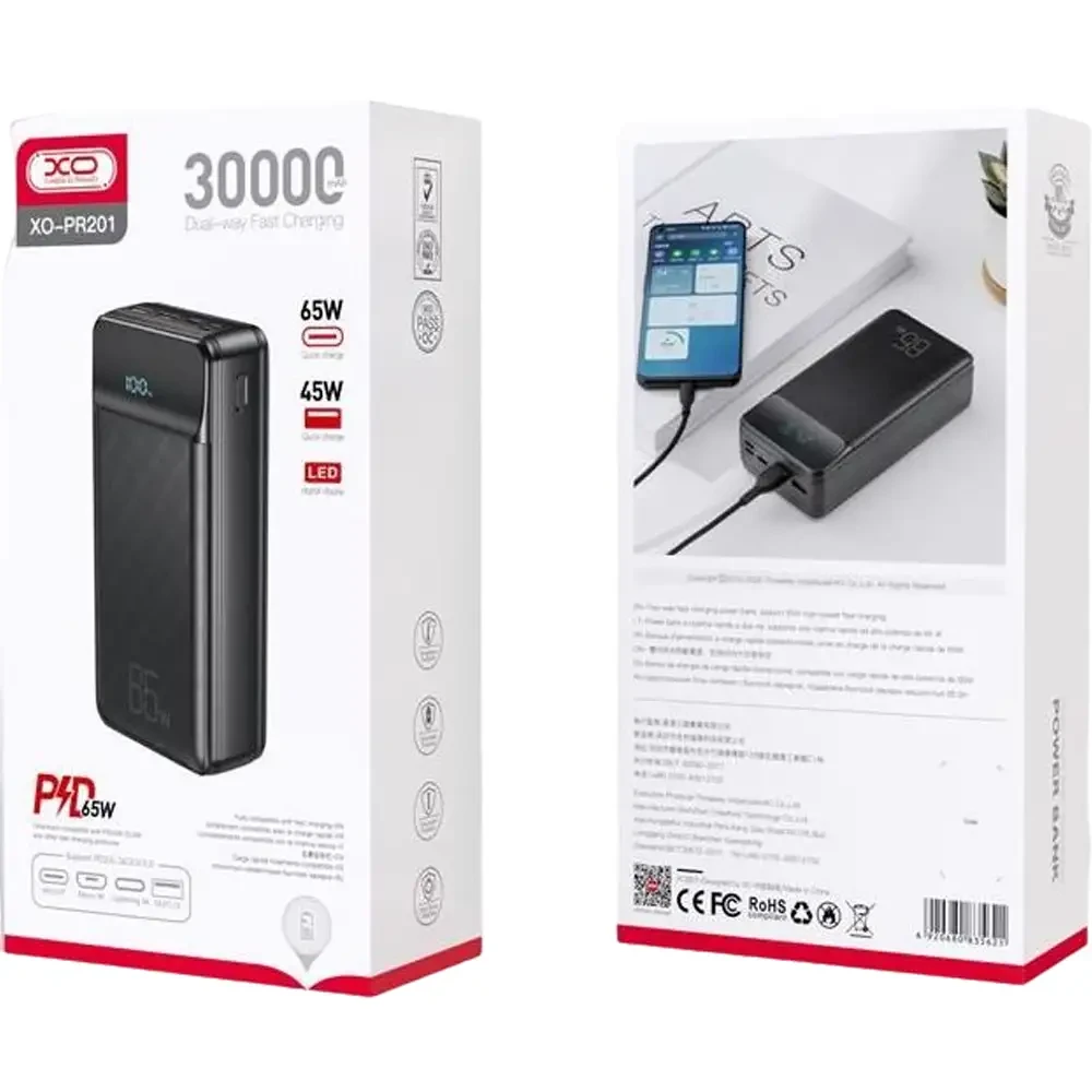 Powerbank XO PR201 30000mAh Black (XO-PR201) Емкость 30000