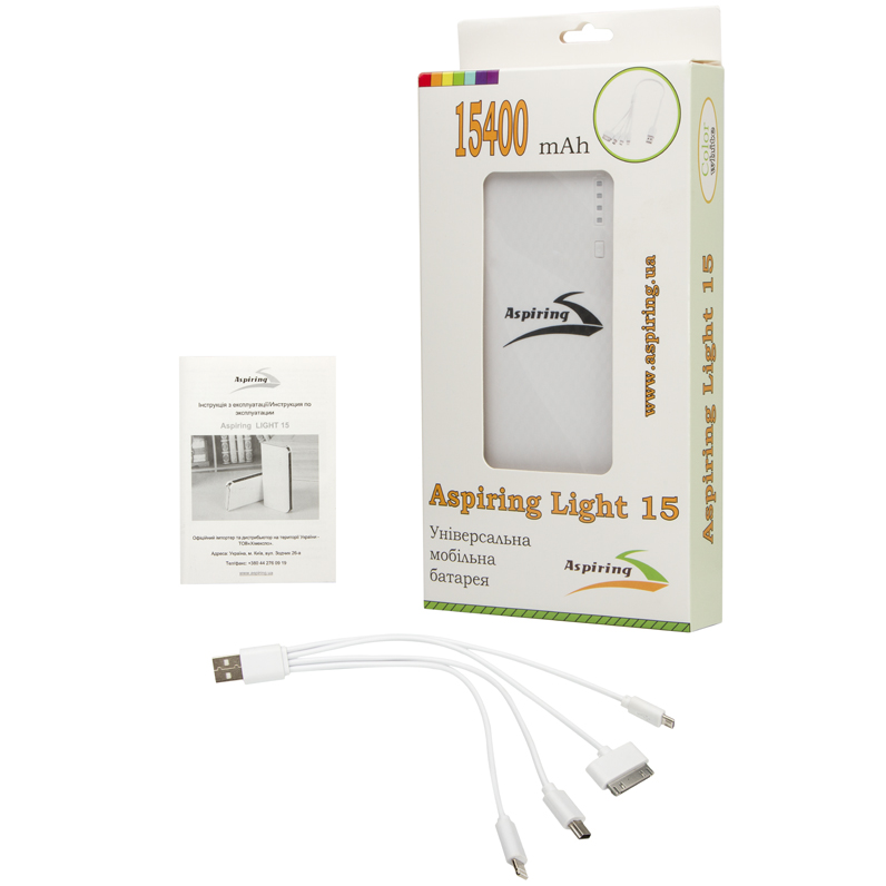 Внешний вид Powerbank ASPIRING LIGHT 15 15400 мАч (Light1515400)