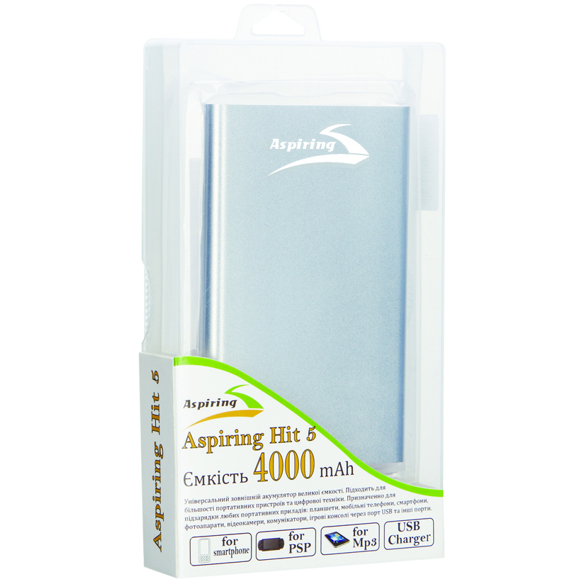 Powerbank ASPIRING HIT 5 4000 мАч (h5205) Емкость 4000