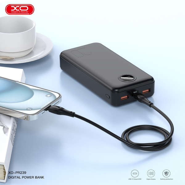 Powerbank XO PR239 20000 mAh Black (PR239_Black) Входной разъем micro-USB, USB Type-C