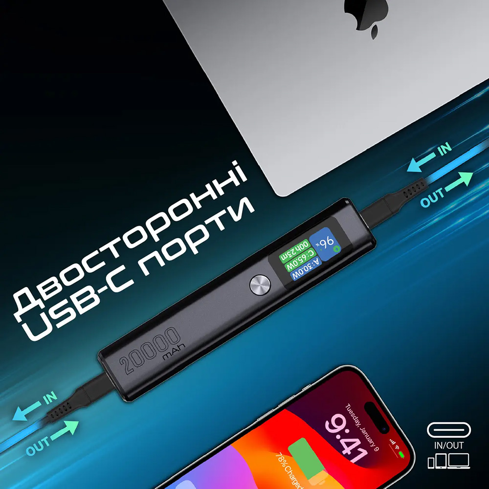 Внешний вид Powerbank PROMATE 20000mAh titan-130