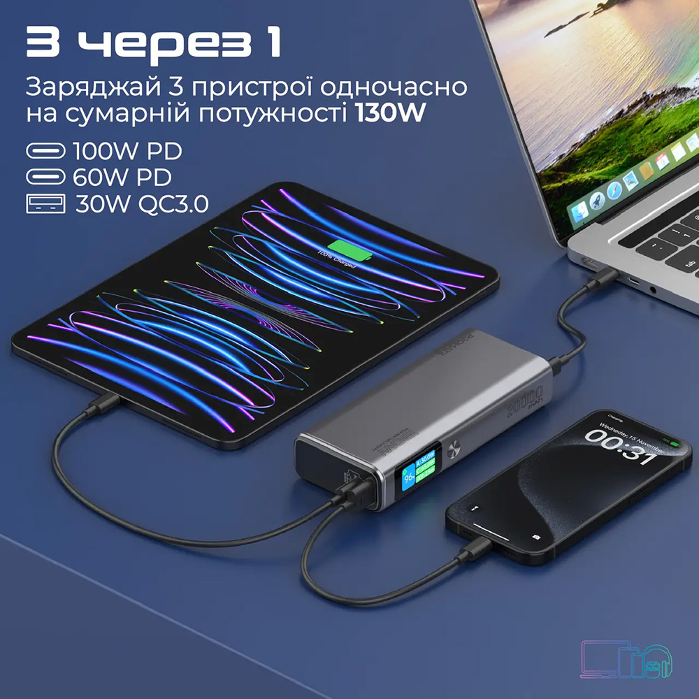 Powerbank PROMATE 20000mAh titan-130 Тип аккумулятора Li-Pol