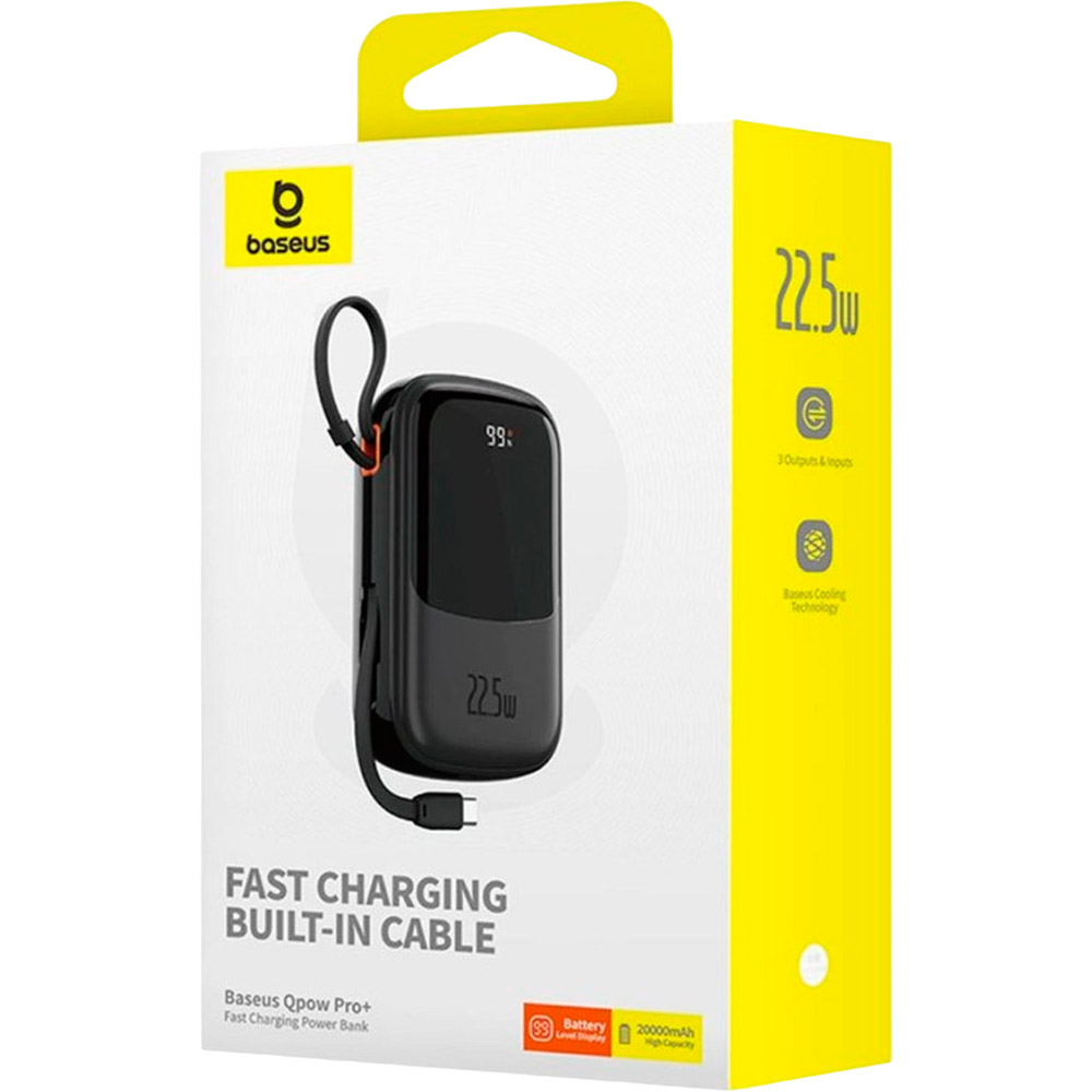 Powerbank BASEUS Qpow Pro FC 22,5W(P10067103113-00) 20000mah Black Тип акумулятора Li-Ion