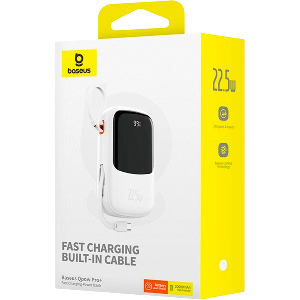 Powerbank BASEUS Qpow Pro FC 22,5W(P10067103213-00) 20000mah White Ємність 20000