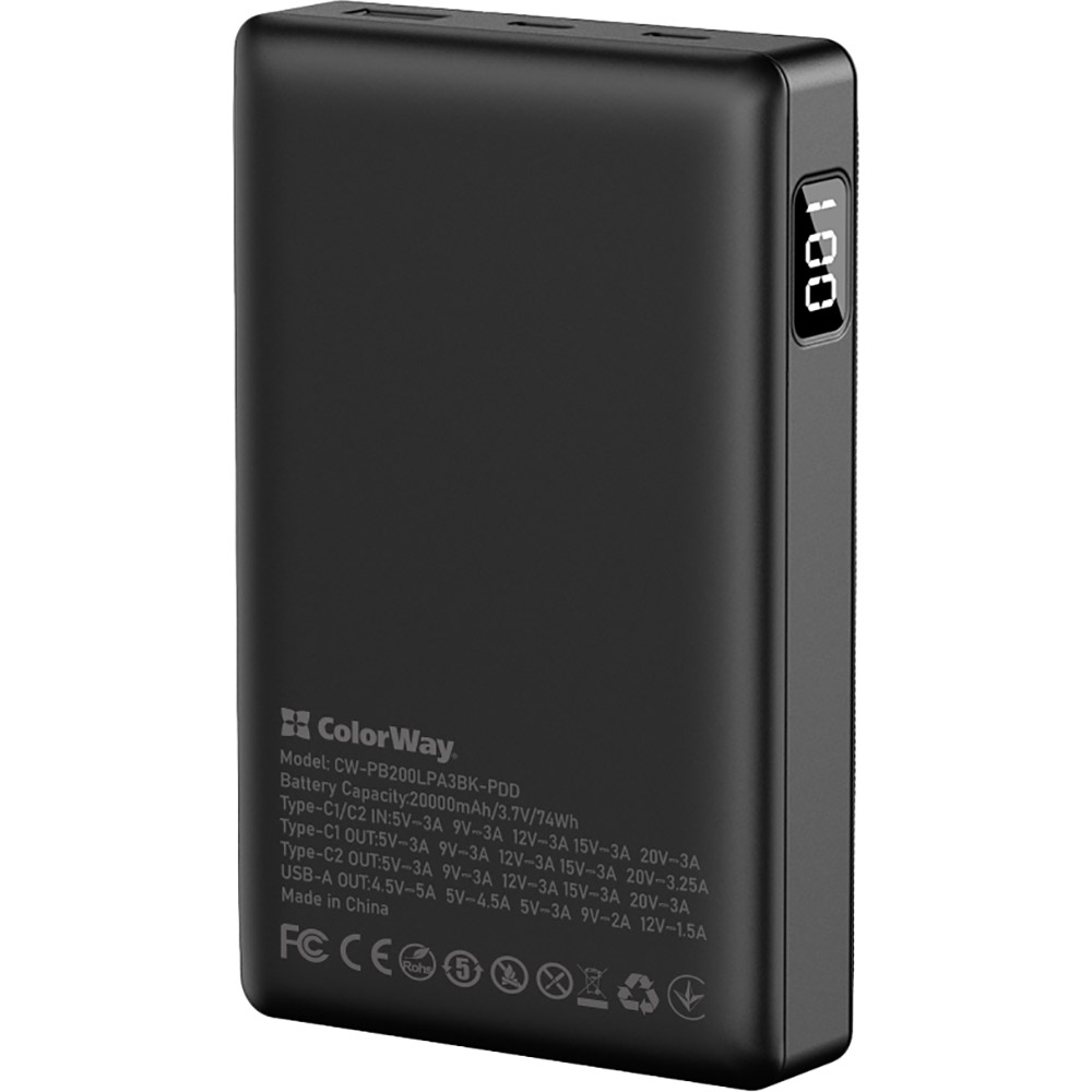 Powerbank COLORWAY Powerful 20000 mAh Black (CW-PB200LPA3BK-PDD) Торговая марка COLORWAY