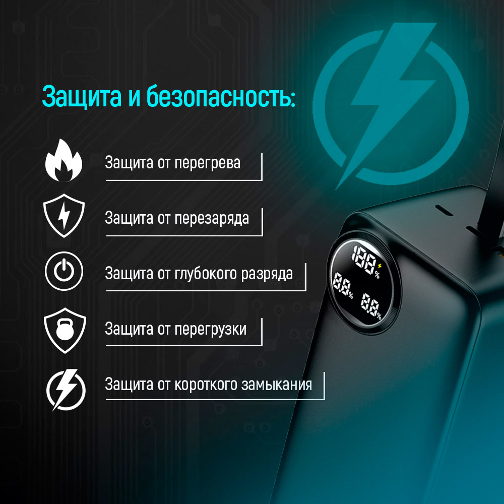 У Фокстрот Powerbank COLORWAY LCD 50000 mAh Black (CW-PB500LPA4BK-PDD)