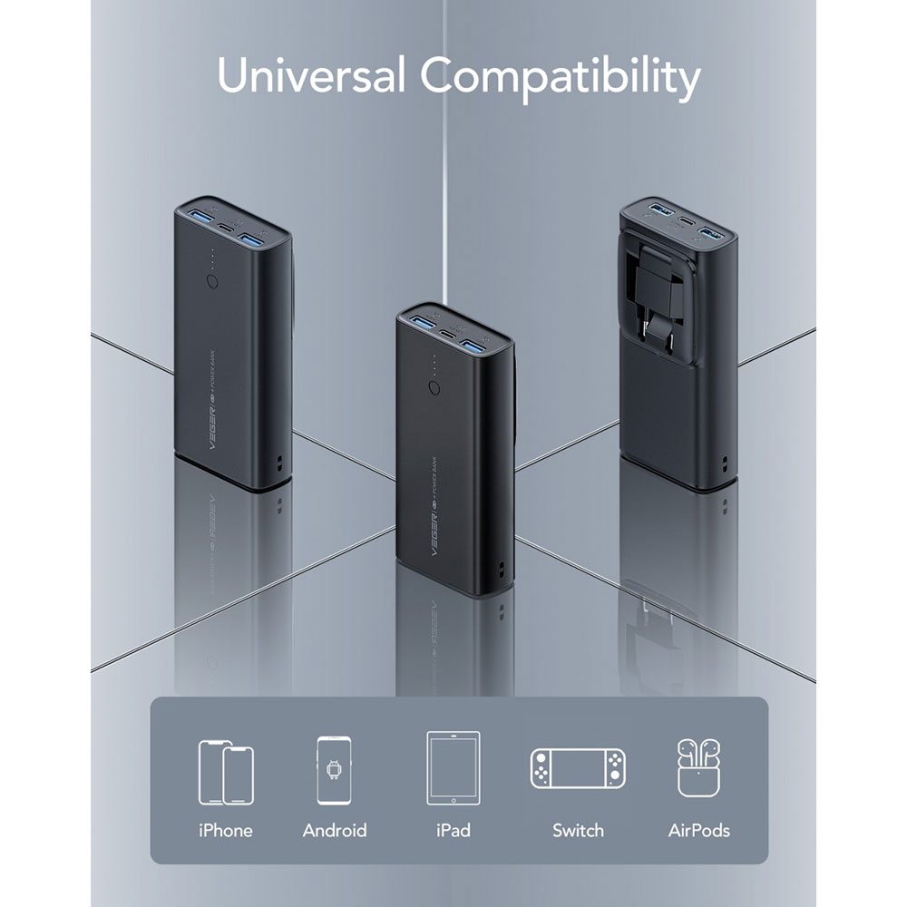 Внешний вид Powerbank Veger ACE100 W1146 10000mAh Black (1283126559143)