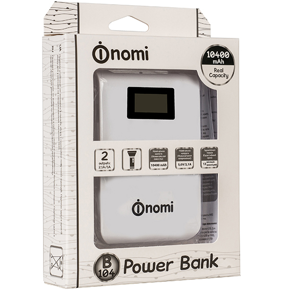 Powerbank NOMI B104 10400 mAh білий Колір білий