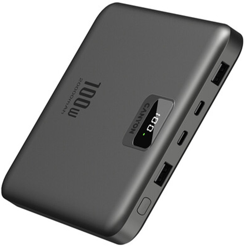 Powerbank CANYON PB-2008 LED FLAT PD100 W 20000 mAh QC3.0 Dark Grey (CNE-CPB2008DG) Торговая марка CANYON