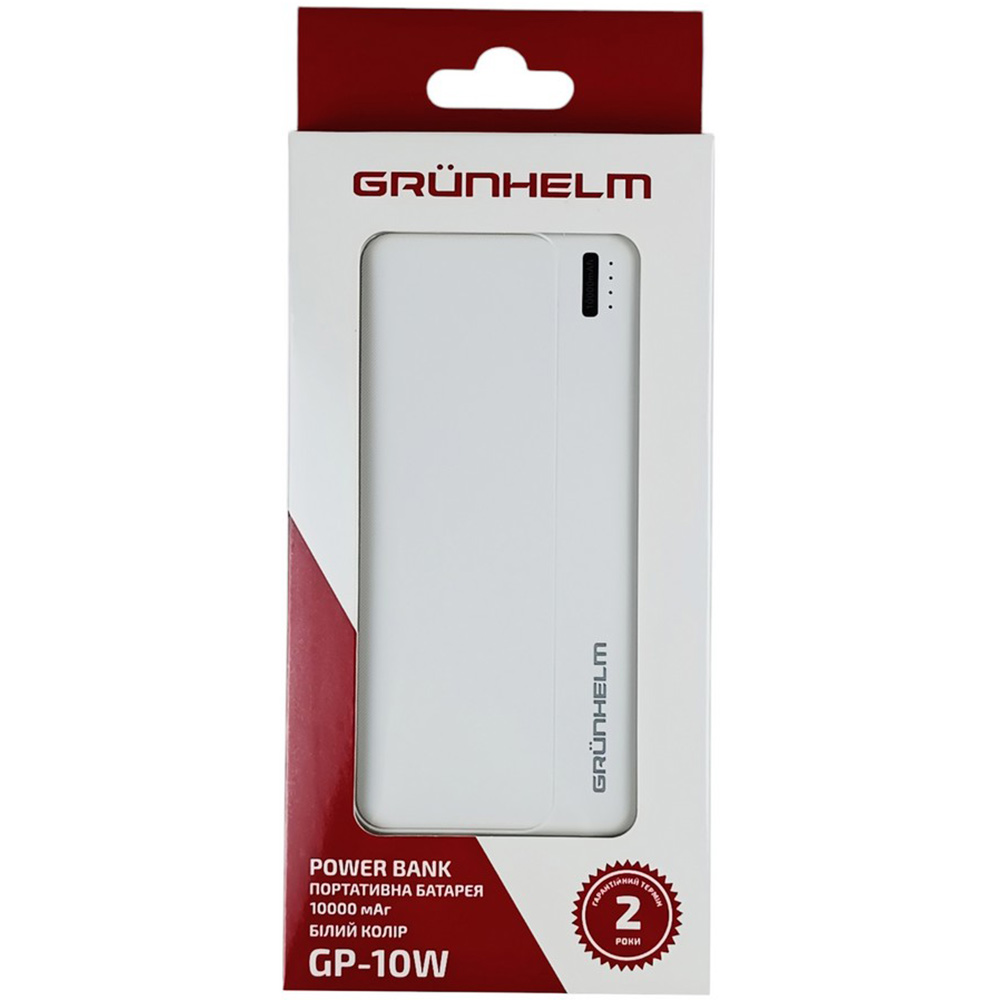 Powerbank GRUNHELM 10000mAh white (GP-10W) Тип аккумулятора Li-Pol