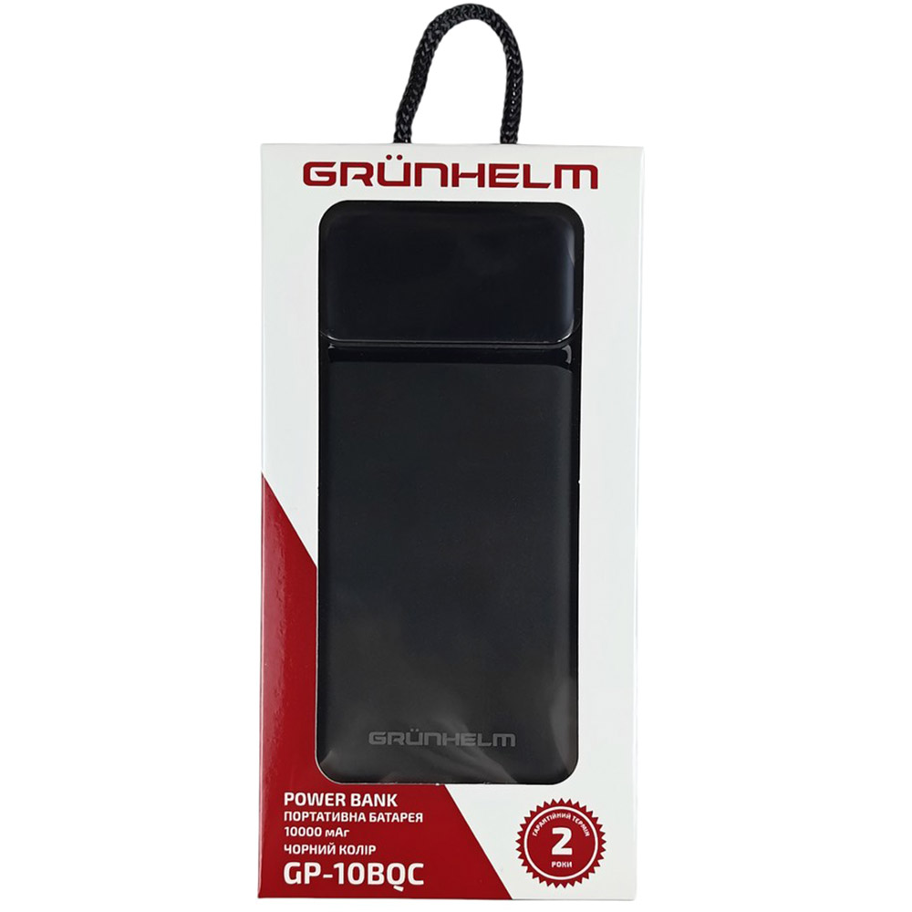 Powerbank GRUNHELM 10000mAh 22.5W Black (GP-10BQC) Входной разъем USB Type-C