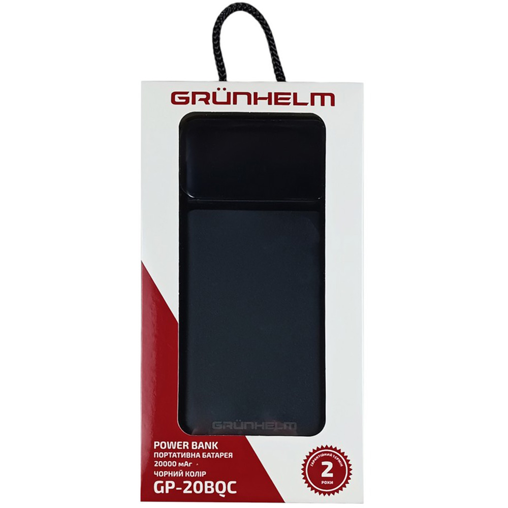 Внешний вид Powerbank GRUNHELM 20000mAh 22.5W Black (GP-20BQC)