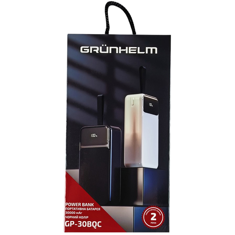 Внешний вид Powerbank GRUNHELM 30000mAh 22.5W Black (GP-30BQC)