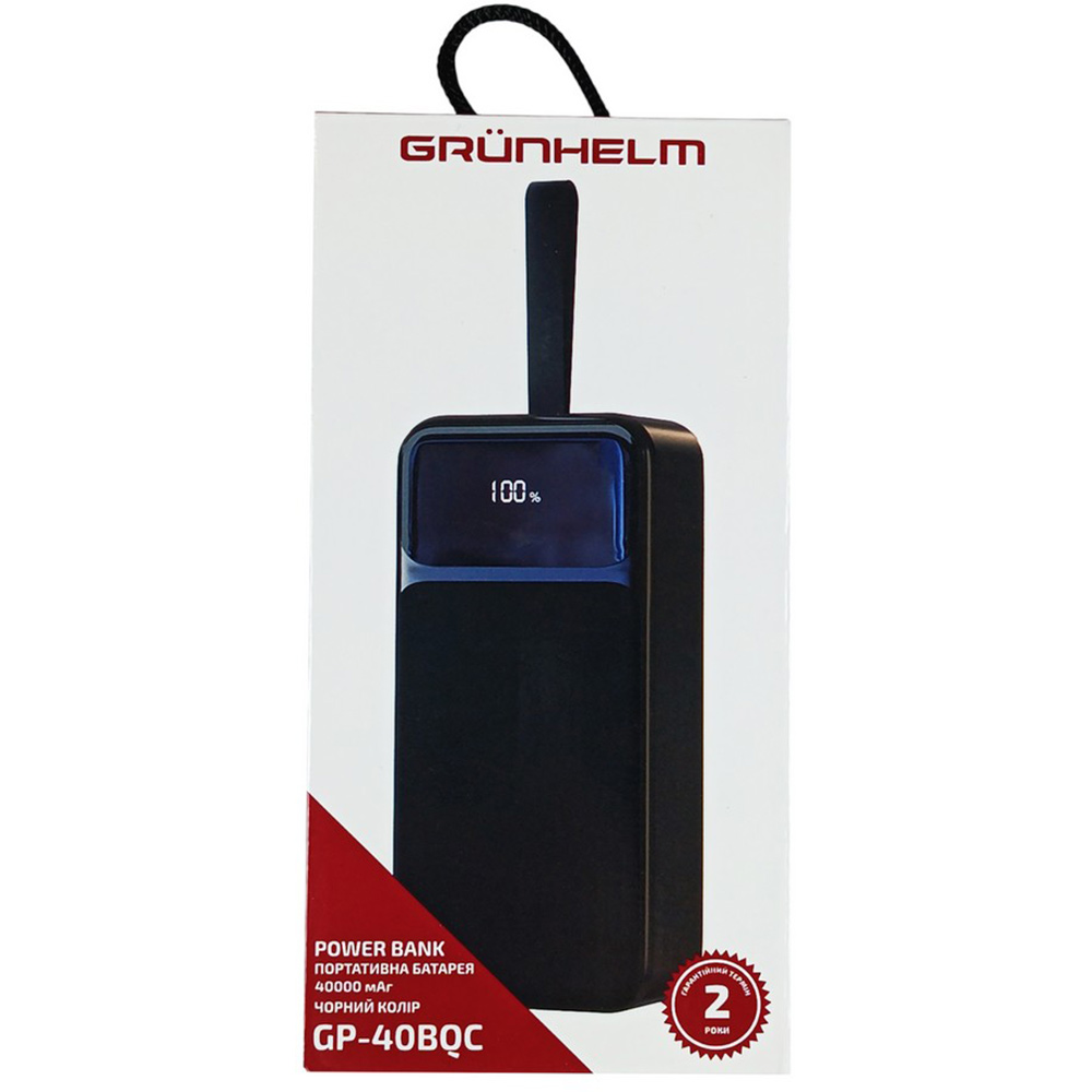 Внешний вид Powerbank GRUNHELM 40000mAh 22.5W Black (GP-40BQC)