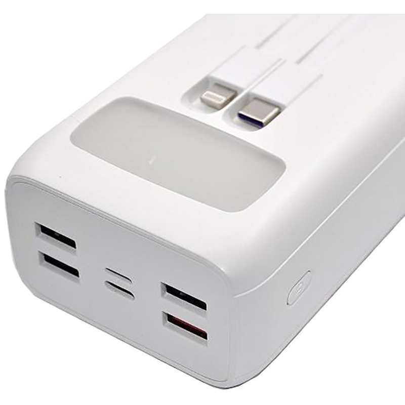 Powerbank DENMEN DP31 22.5W 30000mAh з кабелями White (DP-31WH) Вхідний роз'єм micro-USB, USB Type-C