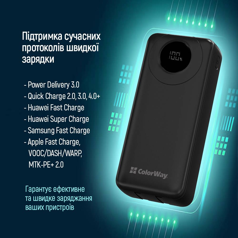 В Україні Powerbank COLORWAY 20000 mAh EnergyPlus LCD Black (CW-PB200LPB4BK-PDD)