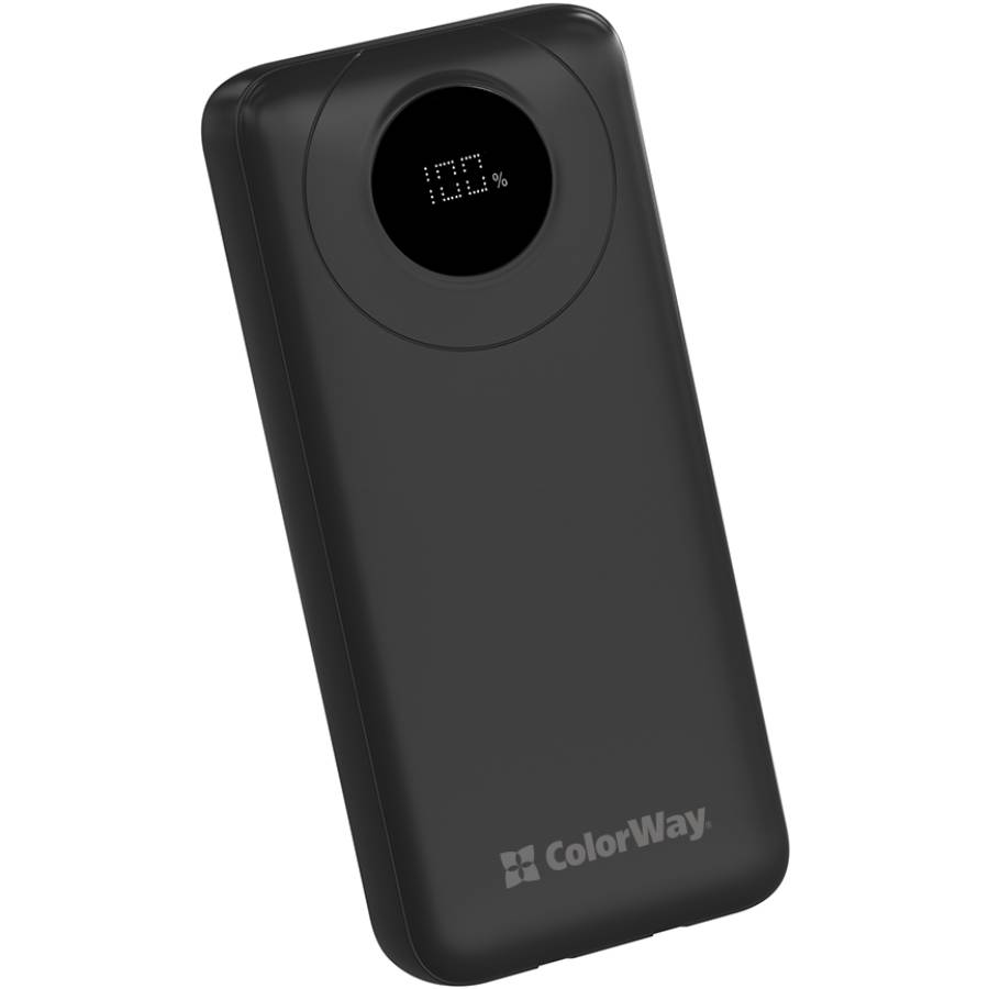 Powerbank COLORWAY 20000 mAh EnergyPlus LCD Black (CW-PB200LPB4BK-PDD) Вхідний роз'єм micro-USB, USB Type-C