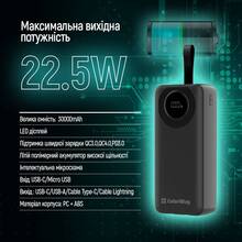 Powerbank COLORWAY 30000 mAh EnergyPlus LCD Black (CW-PB300LPB4BK-PDD)