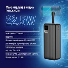 Powerbank COLORWAY 30000 mAh LCD Black (CW-PB300LPC5BK-PDD)