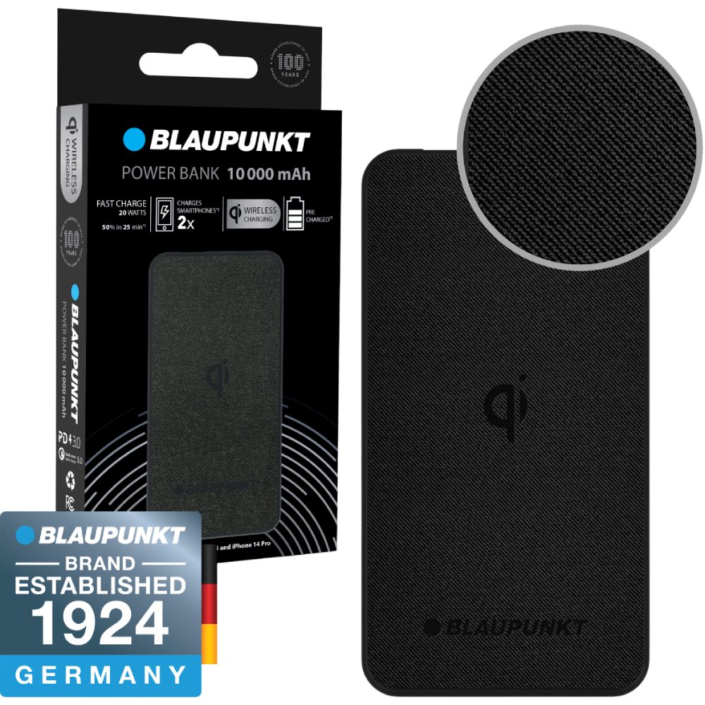 Powerbank BLAUPUNKT 10000 mAh + Wireless charge (BL-110WPB/1VH) Входной разъем USB Type-C