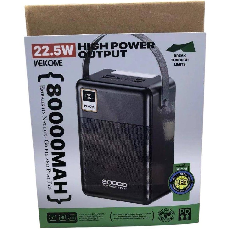 Powerbank WECOME 80000mAh 22,5W (WP-78) Емкость 80000