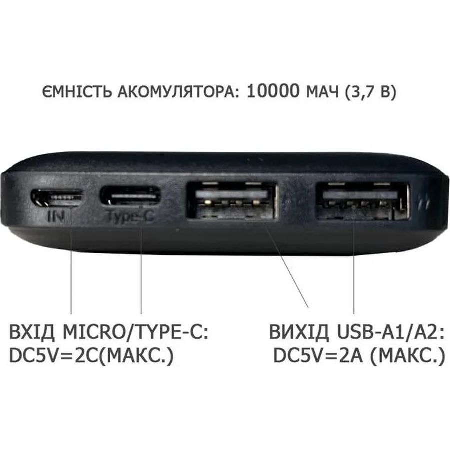 Powerbank XO PB301 10000 mAh 10W Black (XK-PB301) Емкость 10000