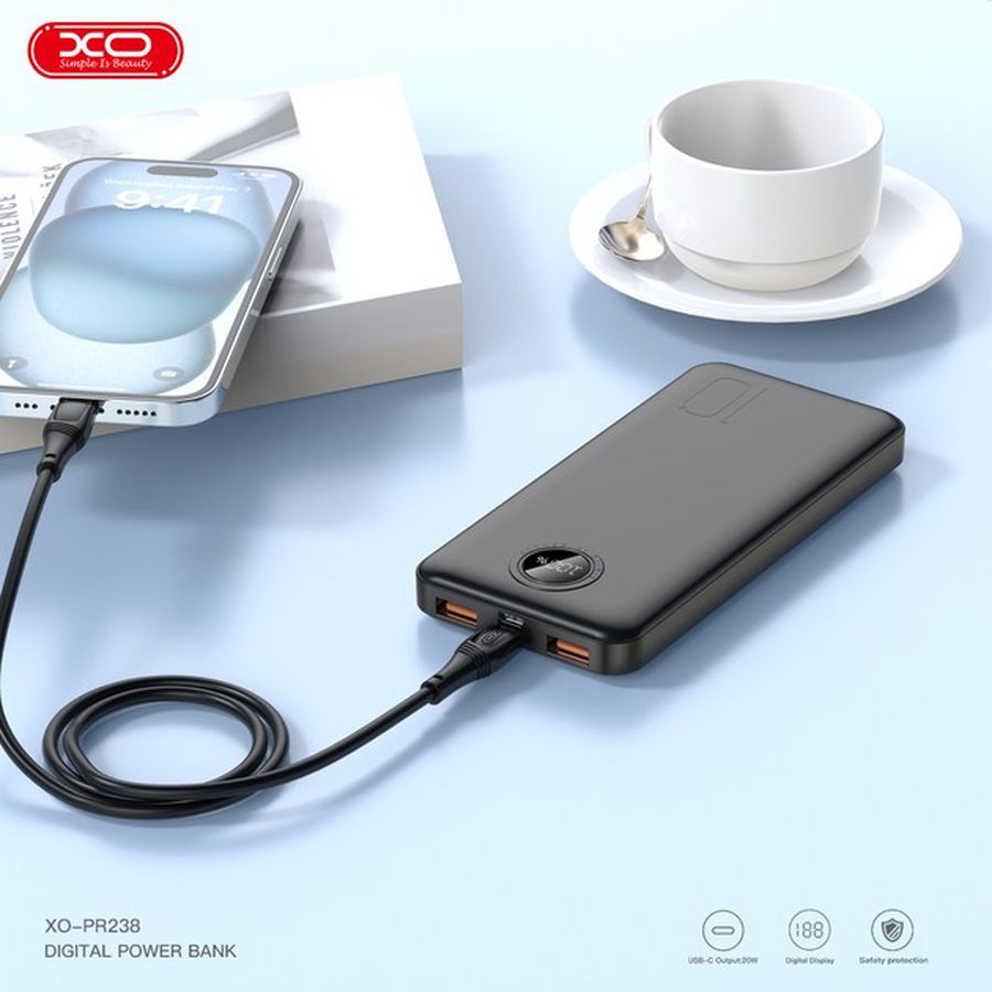 Рowerbank XO PR238 10000 mAh PD20W + QC22.5W Black (PR238_Black) Тип акумулятора Li-Pol