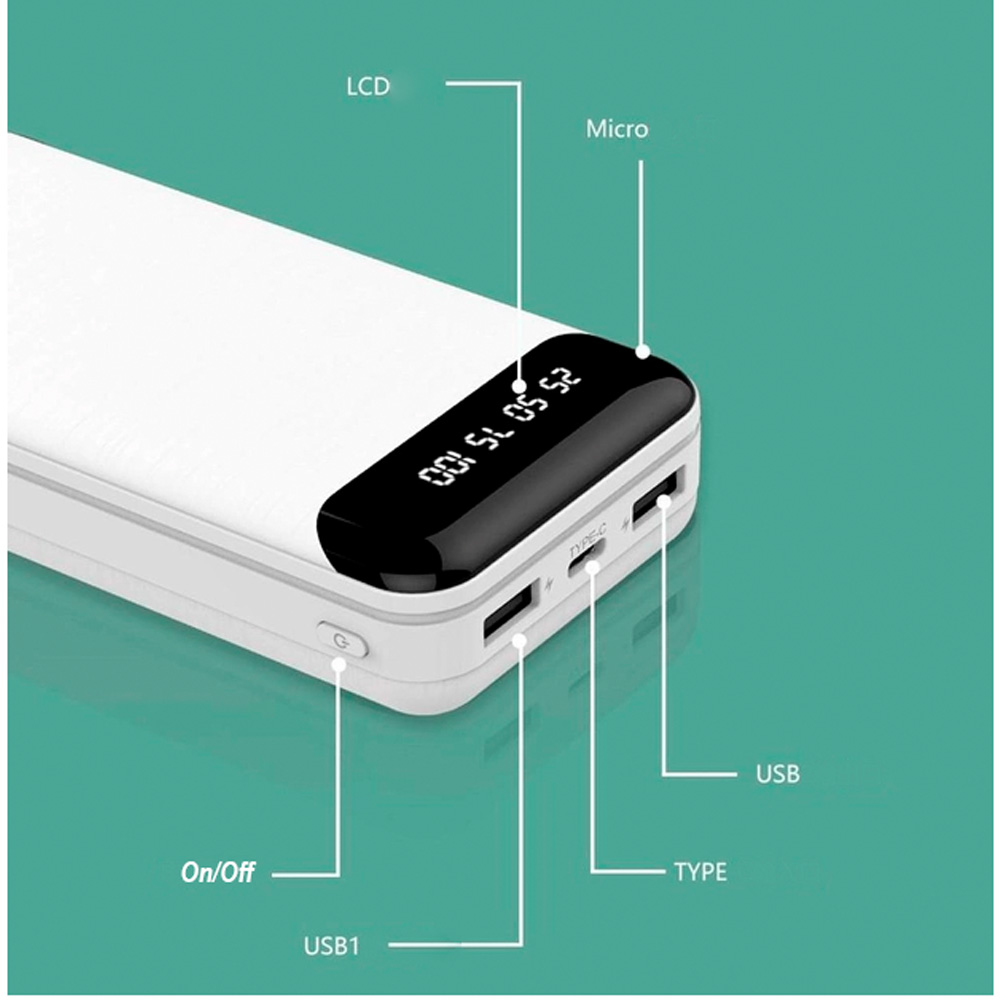 Powerbank LIONPATTON L10 20000 mAh 10,5W White (LI- L10-WK) Емкость 20000