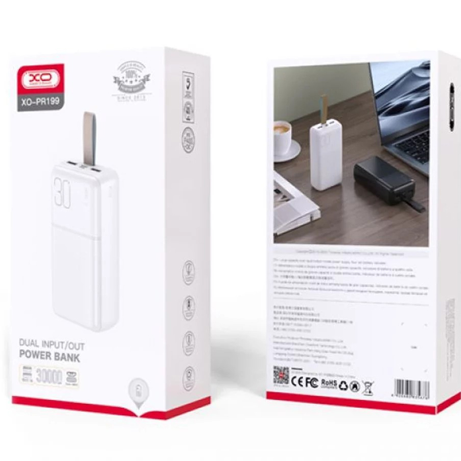 Powerbank XO 30000mAh PR199 White (PR199.white) Комплектация  УМБ; руководство по эксплуатации