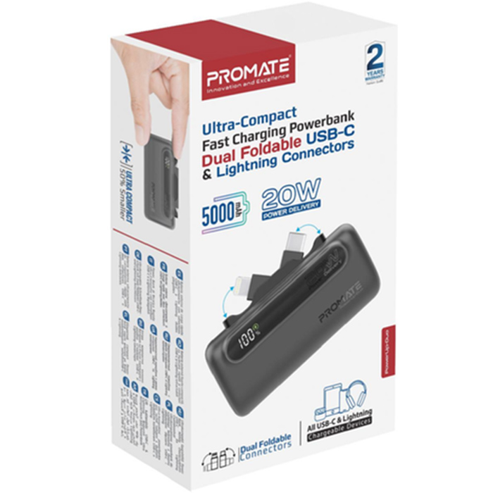 Замовити Powerbank PROMATE PowerUp-Duo 5000 mAh Black (powerup-duo.black)