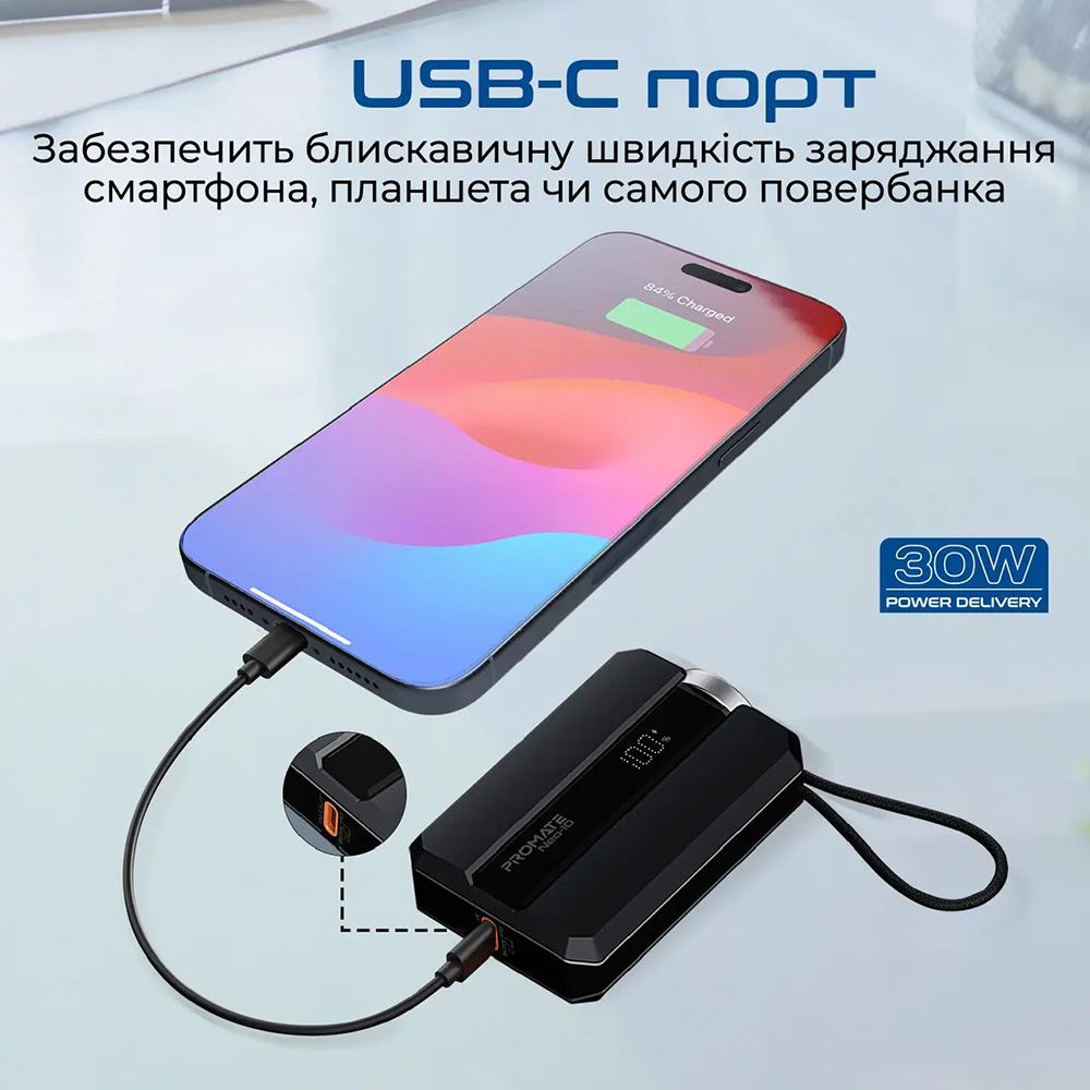 Зовнішній вигляд Powerbank PROMATE Neo-10 10000mAh Black (neo-10.black)