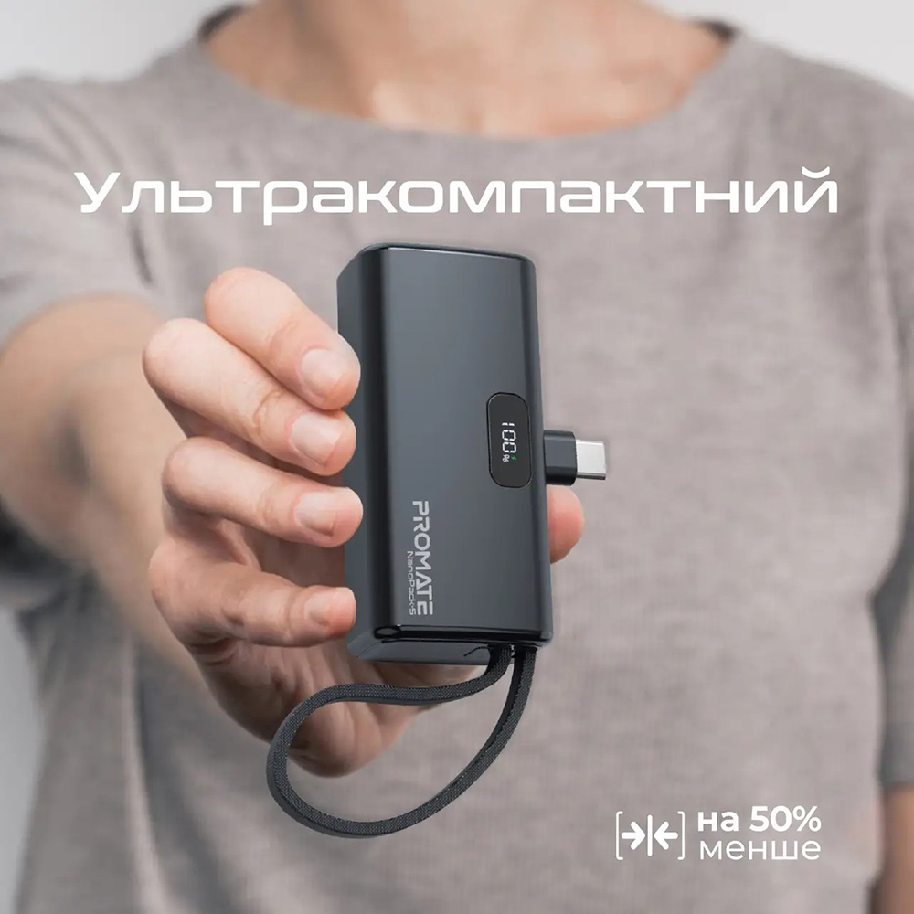 Изображение Powerbank PROMATE Nanopack-5 5000mAh Black (nanopack-5.black)