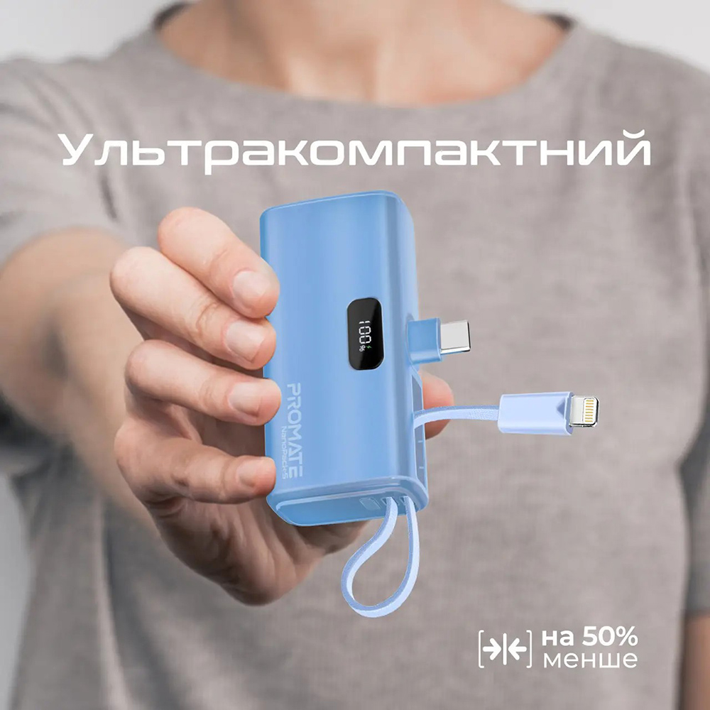 Изображение Powerbank PROMATE Nanopack-5 5000mAh Navy (nanopack-5.navy)