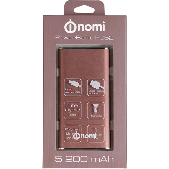 Powerbank NOMI P052 5200 mAh коричневий Колір коричневий