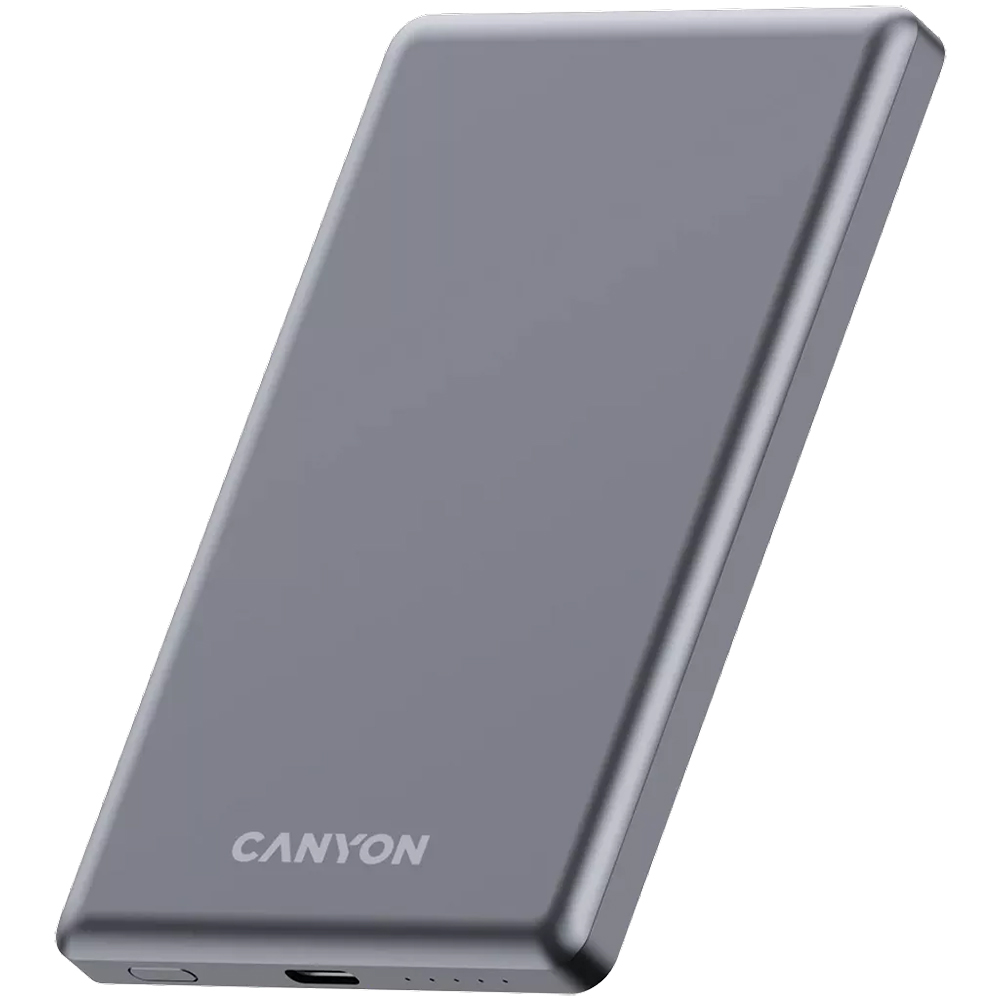 Powerbank CANYON 5000mAh OnPower 505 slim Magsafe PD20W Dark Grey (CNS-CPB505DG) Комплектация  powerbank, кабель Type-C, инструкция