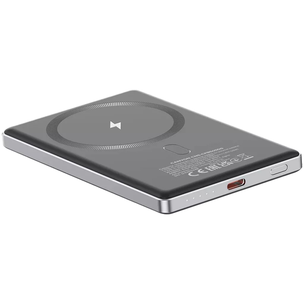 Powerbank CANYON 5000mAh OnPower 505 slim Magsafe PD20W Dark Grey (CNS-CPB505DG) Тип аккумулятора Li-Pol