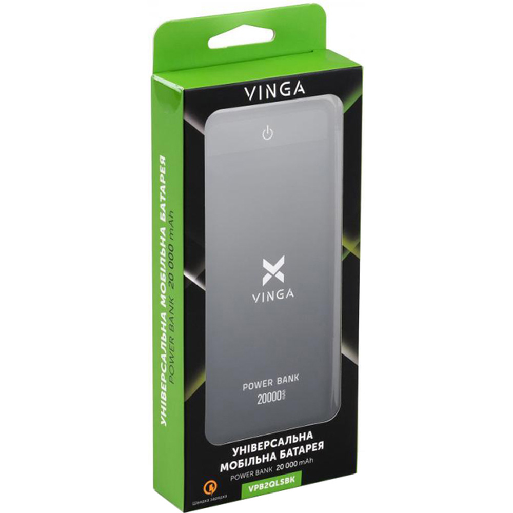 Замовити Rowerbank VINGA 20000 mAh QC3.0 Вlack (VPB2QLSBK)