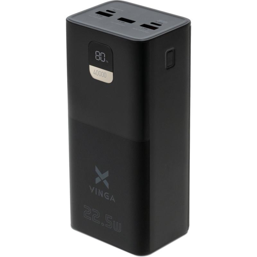 Powerbank VINGA 40000 mAh 22.5W Display Black (VPBB4022)