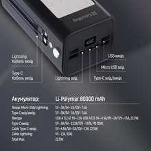 Powerbank COLORWAY 80000 mAh LCD/Lamp PD 22.5W Black (CW-PB800LPA8BK-PDD)