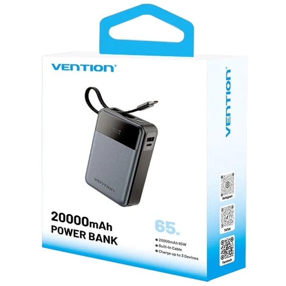 Powerbank VENTION 20000mAh 65W QC3.0 Black (FHYB0) Торговая марка VENTION