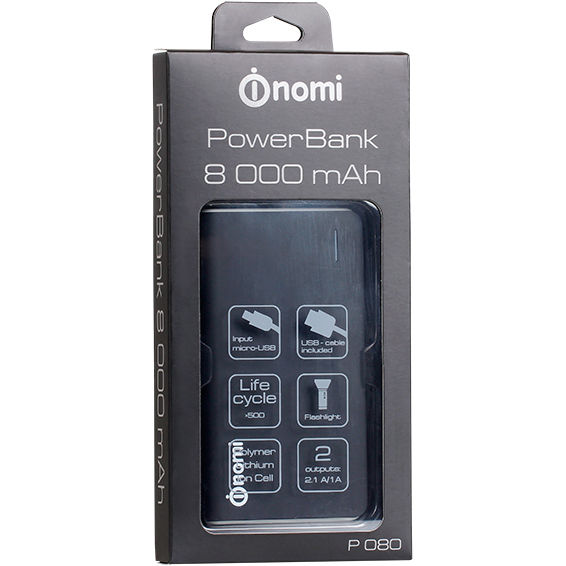 Зображення Powerbank NOMI P080 8000 mAh чорний