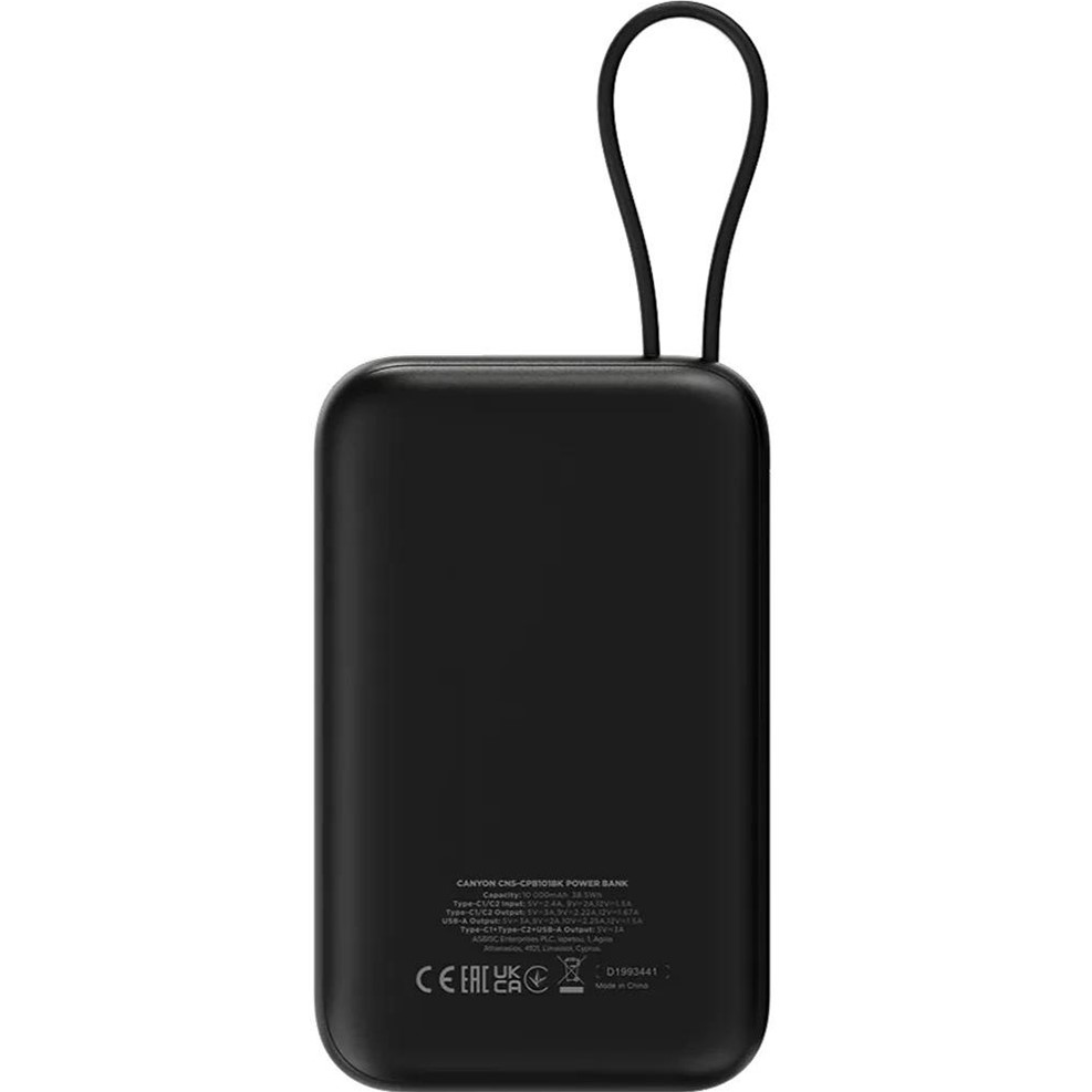 Powerbank CANYON OnPower 101 22.5W 10000mAh Black (CNS-CPB101BK) Ємність 10000