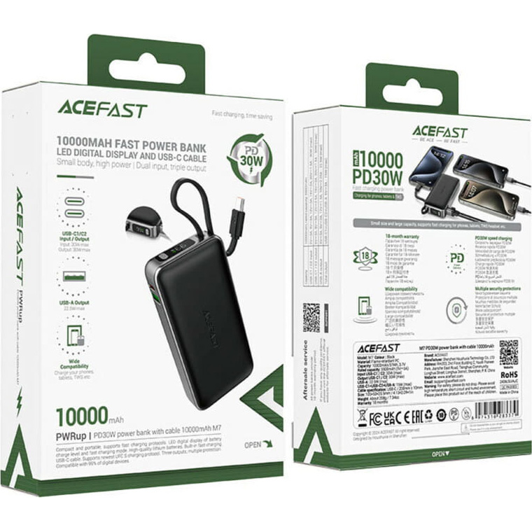 Фото Powerbank ACEFAST M7 PD30W 10000mAh Black (6974316283379)