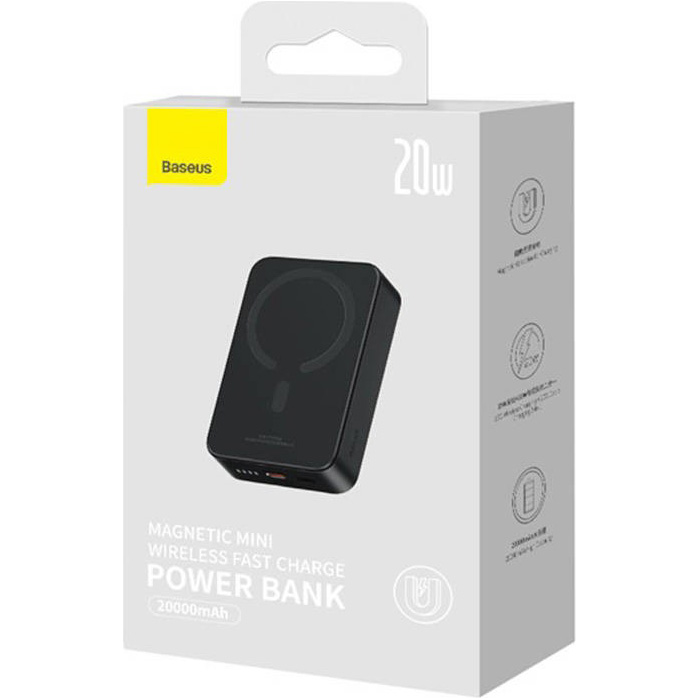 Замовити Powerbank BASEUS Magnetic Mini Wireless Fast Charge 20000mAh 20W Black (PPCX150001)