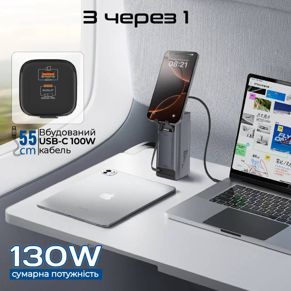 Powerbank PROMATE 20000mAh (titan-130rc) Комплектація  УМБ, Зарядний кабель USB, Посібник користувача 