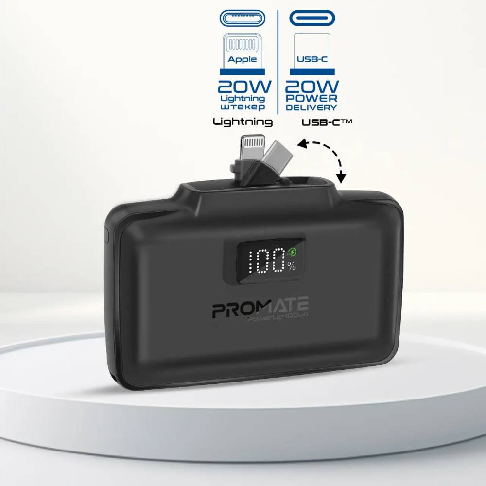 Powerbank PROMATE 10000mAh (powerup-10duo.black) Тип акумулятора Li-Pol